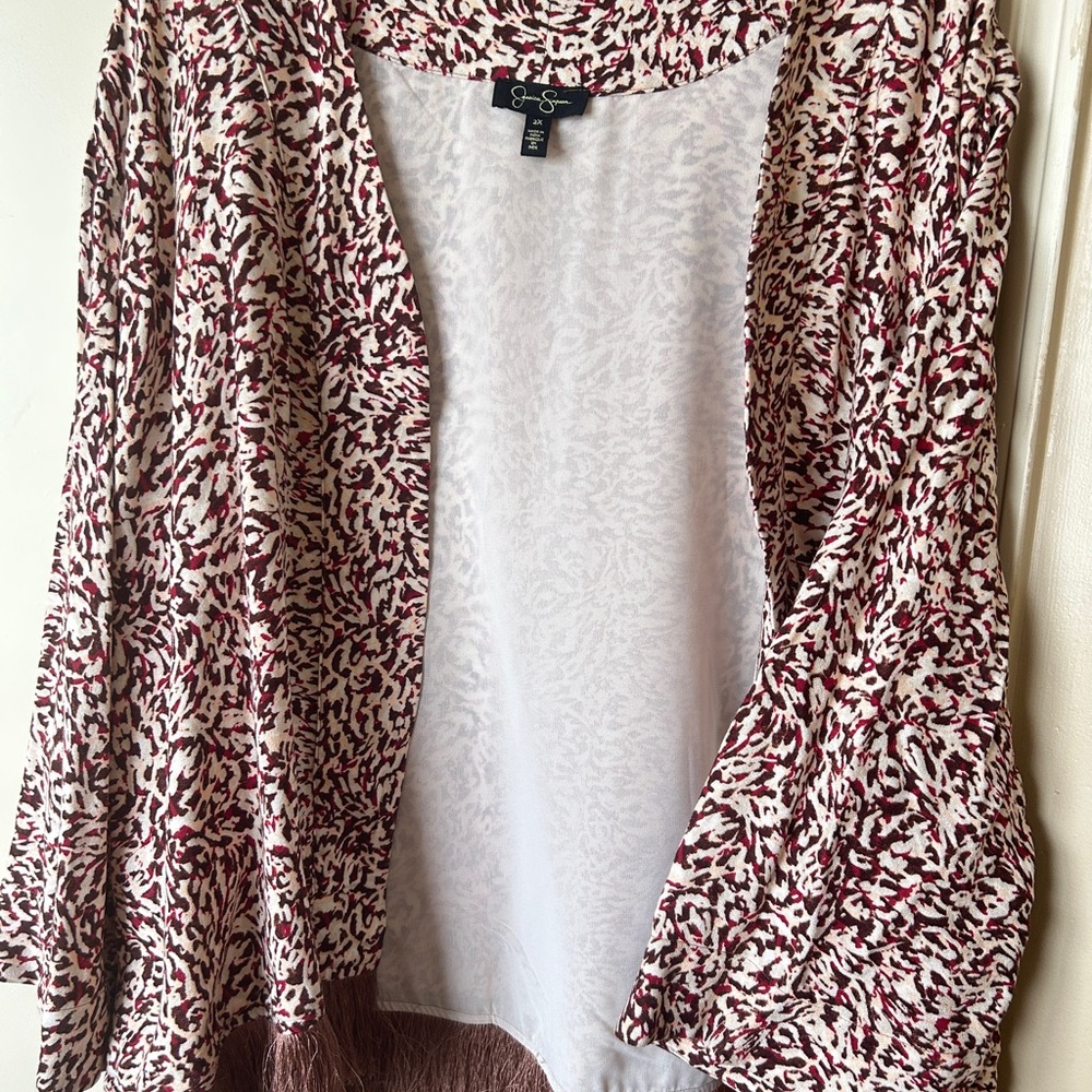 Jessica Simpson Red and White Patterned Cardigan